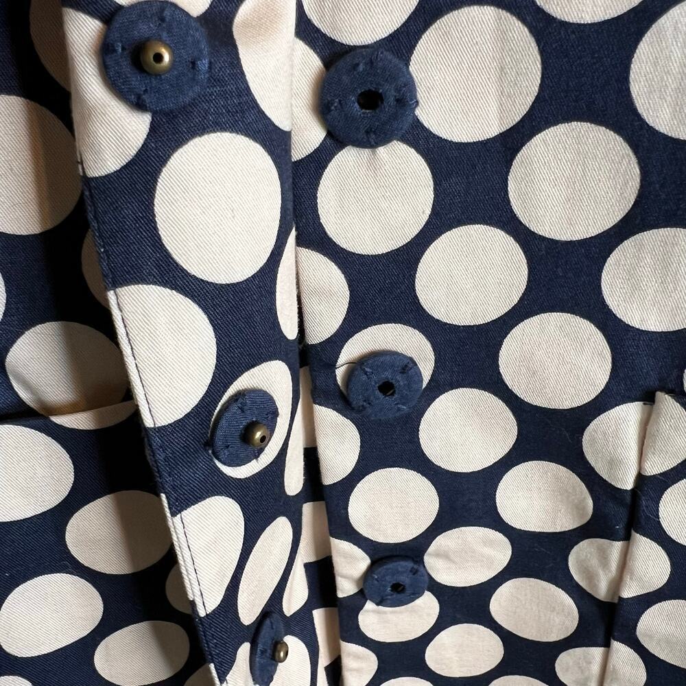 J.Crew Blazer Jacket 98% Cotton Navy Blue with Cream Polka Dots Women’s Size 4 - Picture 3 of 10